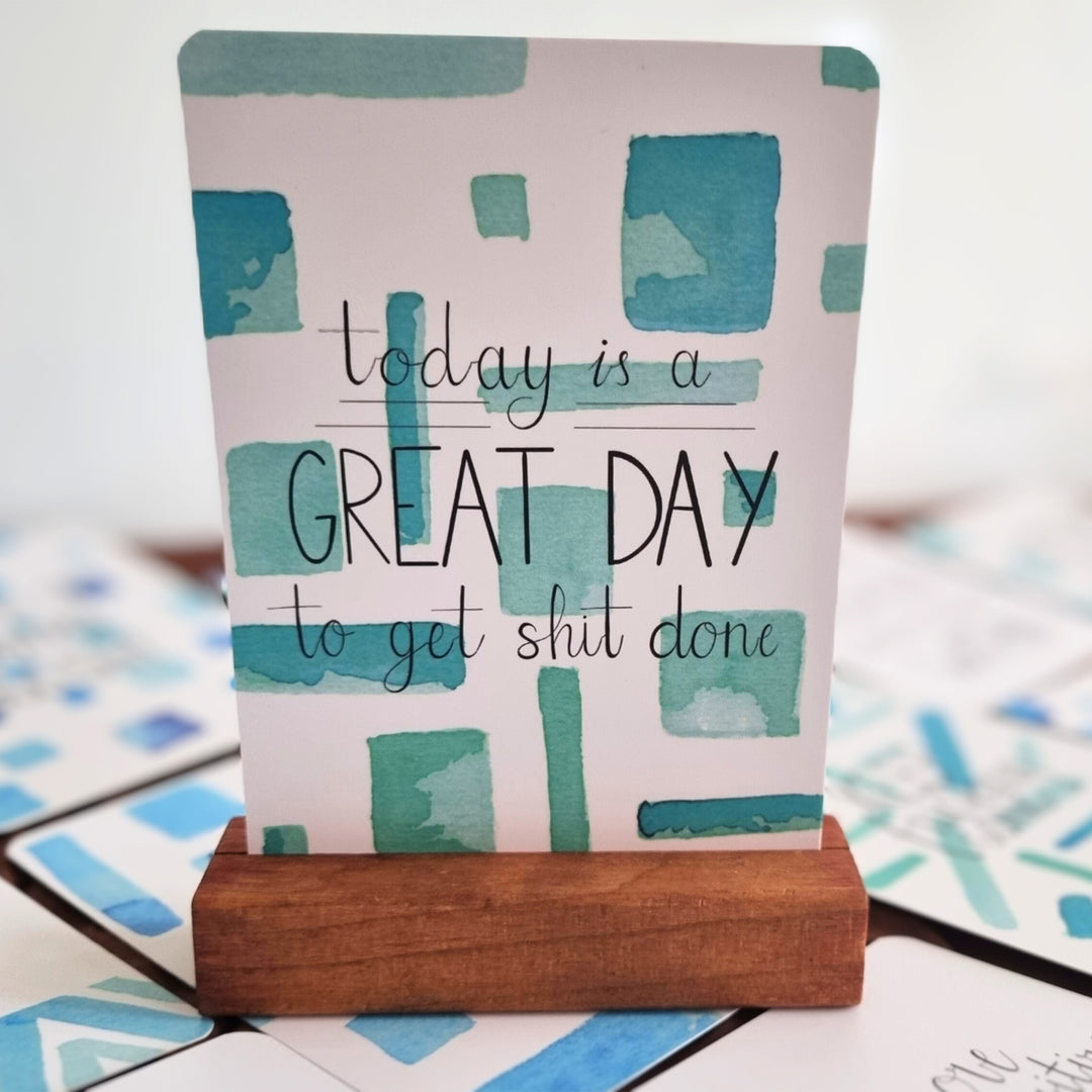 affirmation cards with swear words with display stand