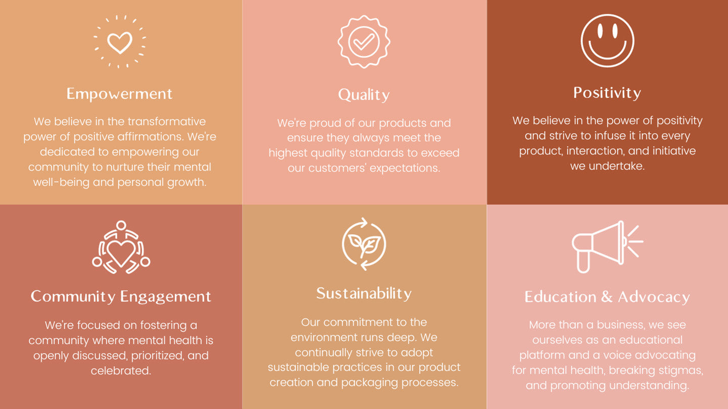 Positivity, empowerment and sustainability core values
